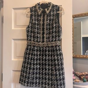 Alice and Olivia Tweed chain embellish mini dress
